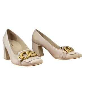 Paul Green Ozzie Chain Leather Pumps Women’s 9.5 Beige Quiet Luxury Elegant Glam